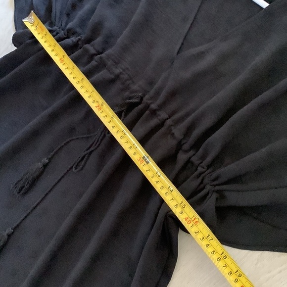 Bari by swimwear black sheer‎ cover up tassels ruffle size M - Picture 11 of 12